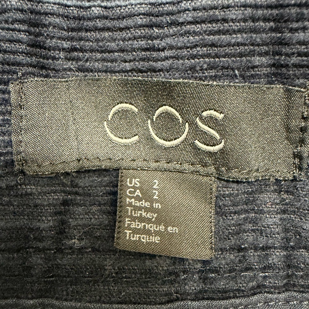 COS Navy Cotton Corduroy Pleated Soft Stetch Ankle Tapered Pants | Women's US 2 - Picture 8 of 9